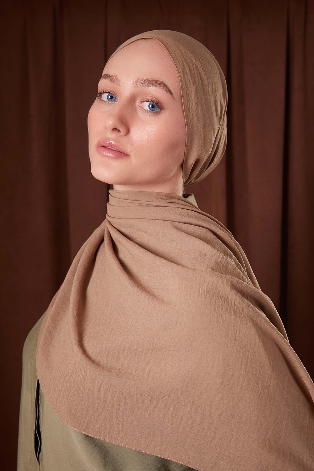 Fivescarf Sütlü Kahve Düz Luna Cotton Şal