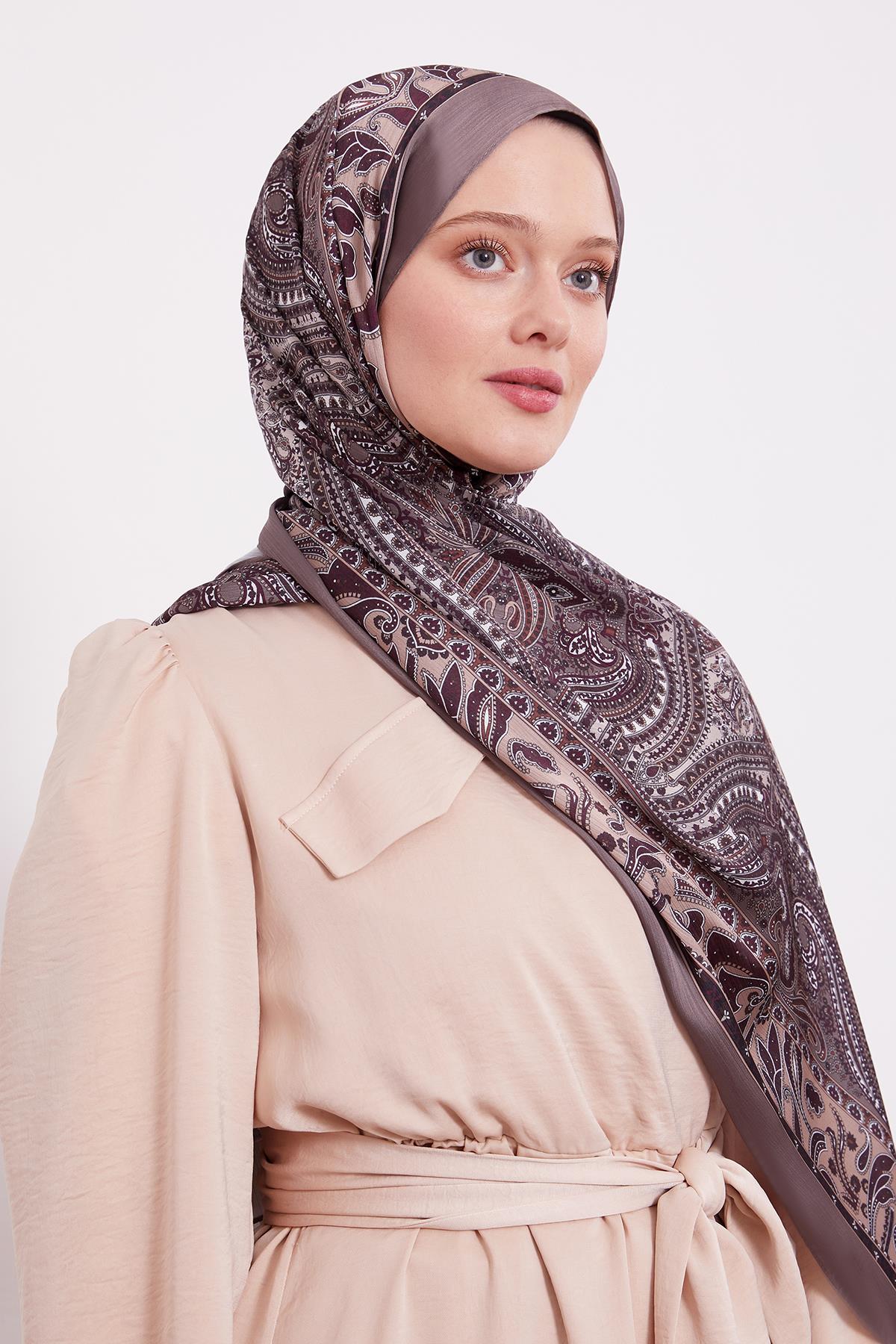 Fivescarf Sütlü Kahve Etnik Desen Brand Şal