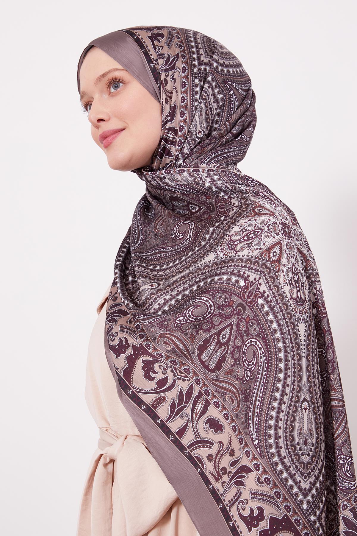 Fivescarf Sütlü Kahve Etnik Desen Brand Şal