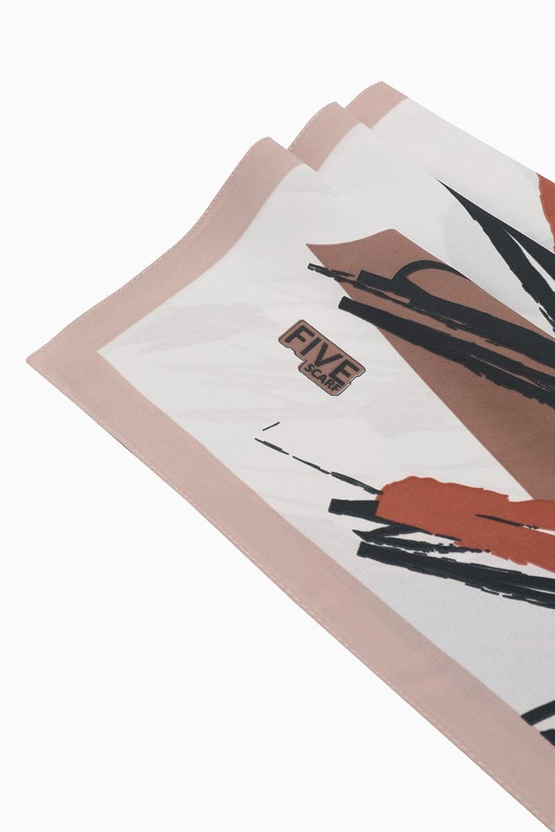 Fivescarf Sütlü Kahve Gölge Desen Krep Şal