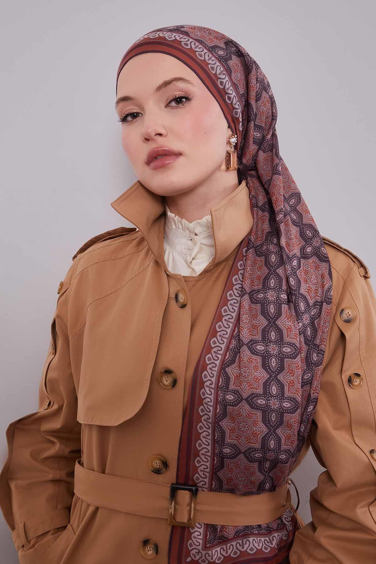 Fivescarf Taba Motif Desen Silk Coton Eşarp