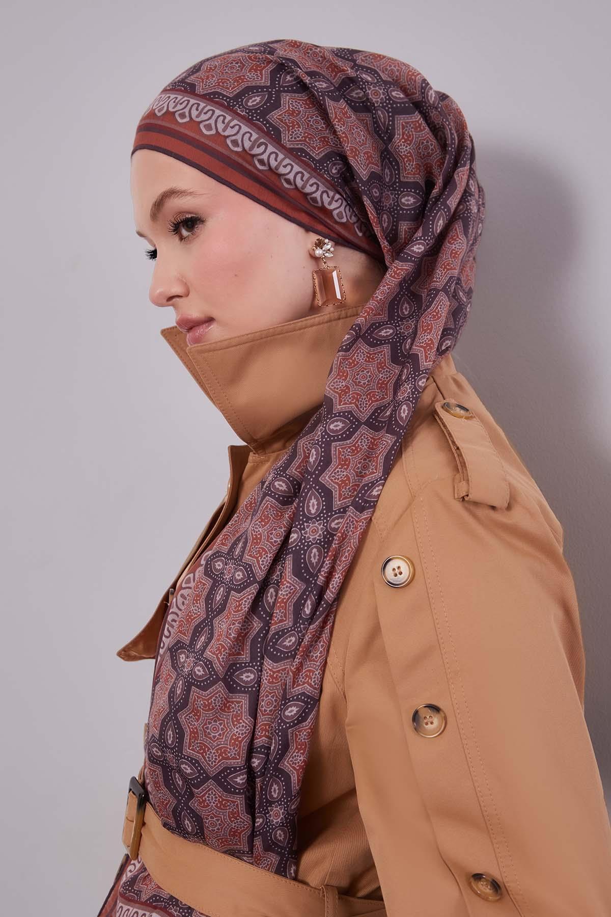 Fivescarf Taba Motif Desen Silk Coton Eşarp