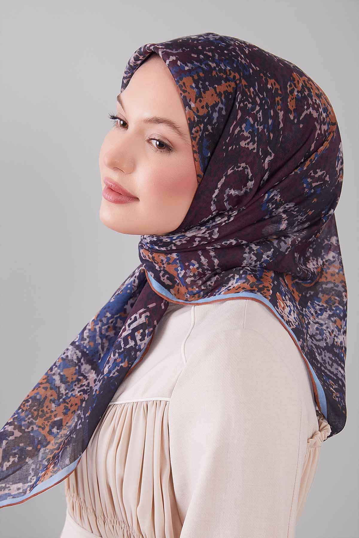 Fivescarf Taba Mozaik Desen Silk Coton Eşarp