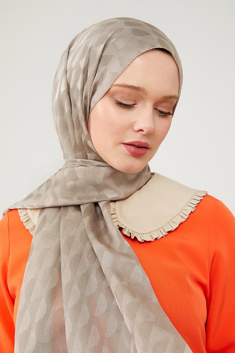Fivescarf Taş Ay Desen Jakarlı Elegance Şal