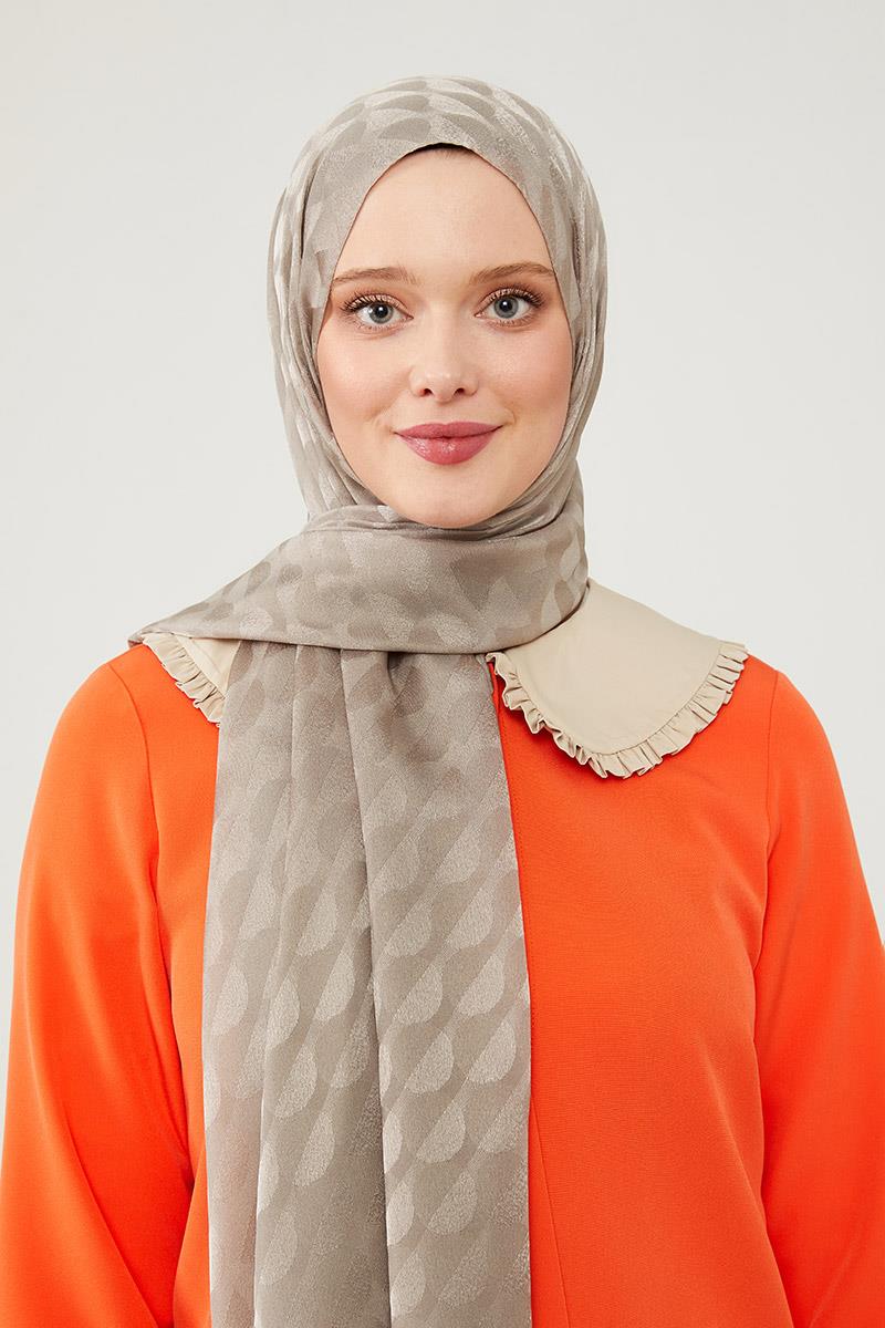 Fivescarf Taş Ay Desen Jakarlı Elegance Şal