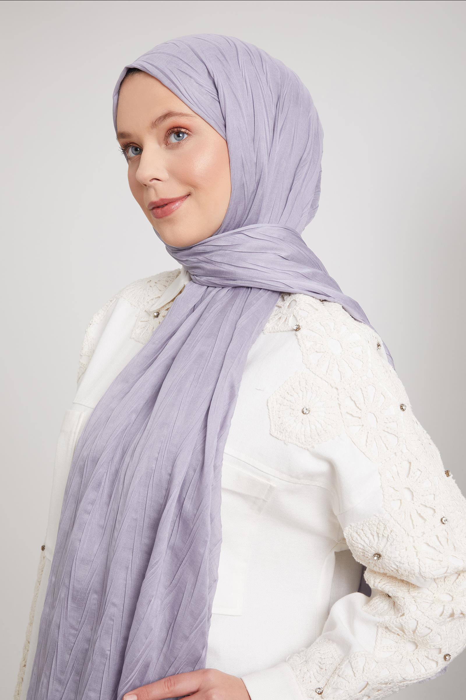 Fivescarf Taş Pliseli Pamuklu Şal