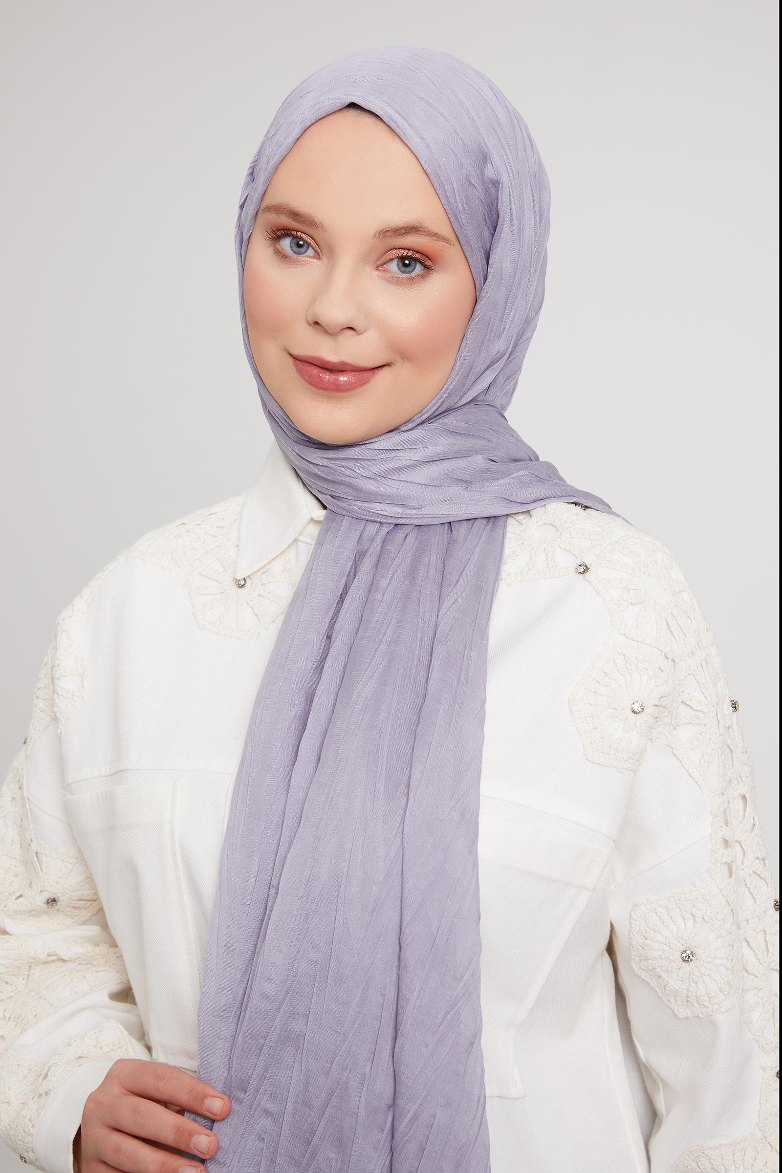 Fivescarf Taş Pliseli Pamuklu Şal