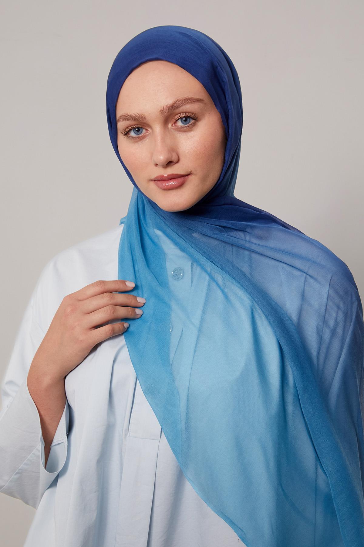 Fivescarf Turkuaz Geçişli Comfort Şal