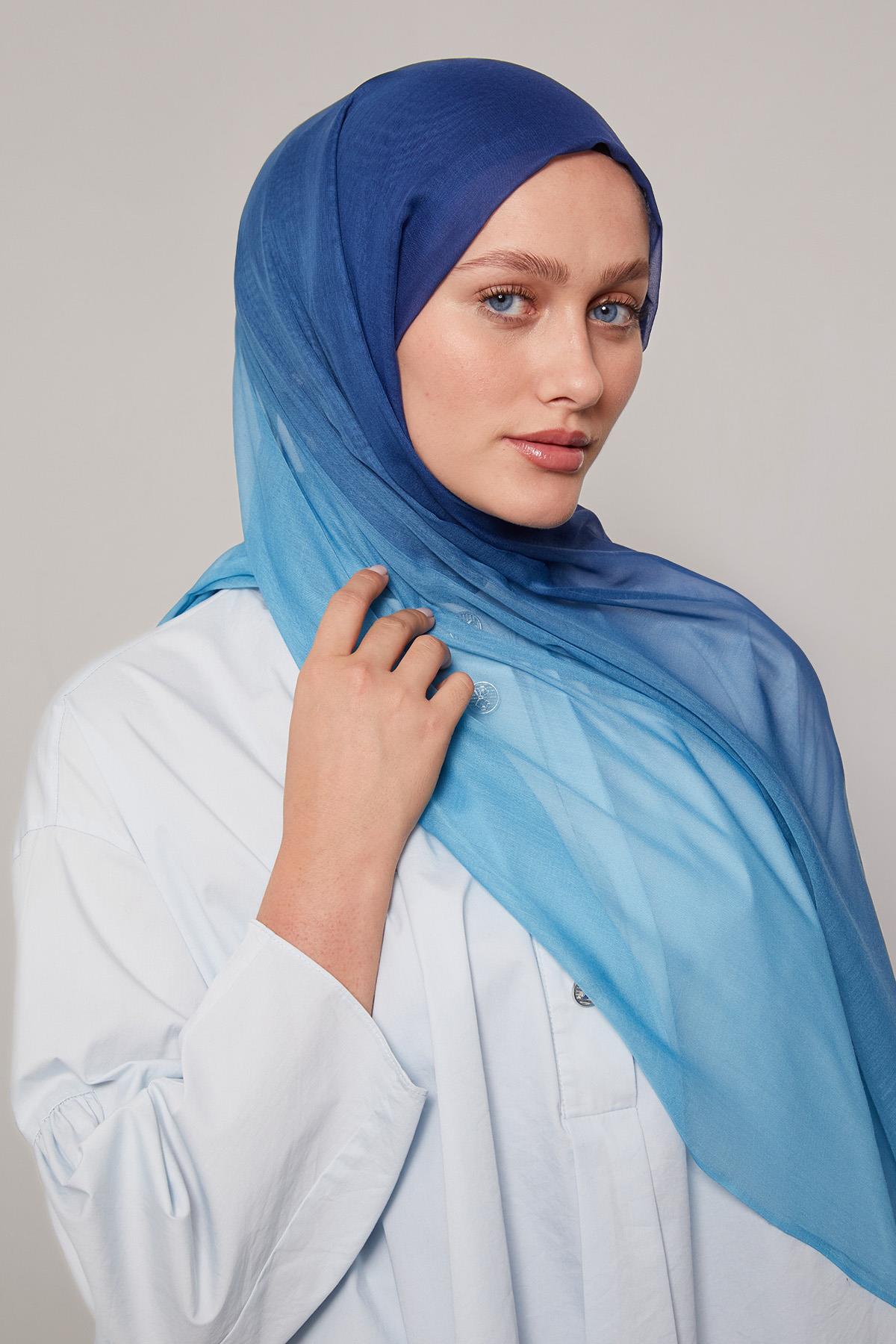 Fivescarf Turkuaz Geçişli Comfort Şal