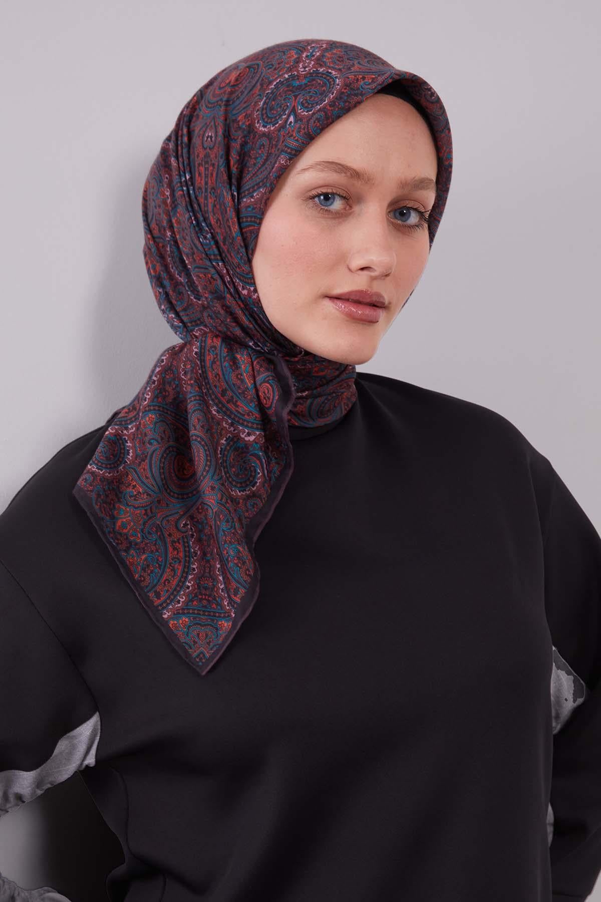 Fivescarf Turuncu Etnik Desen Silk Cotton Eşarp