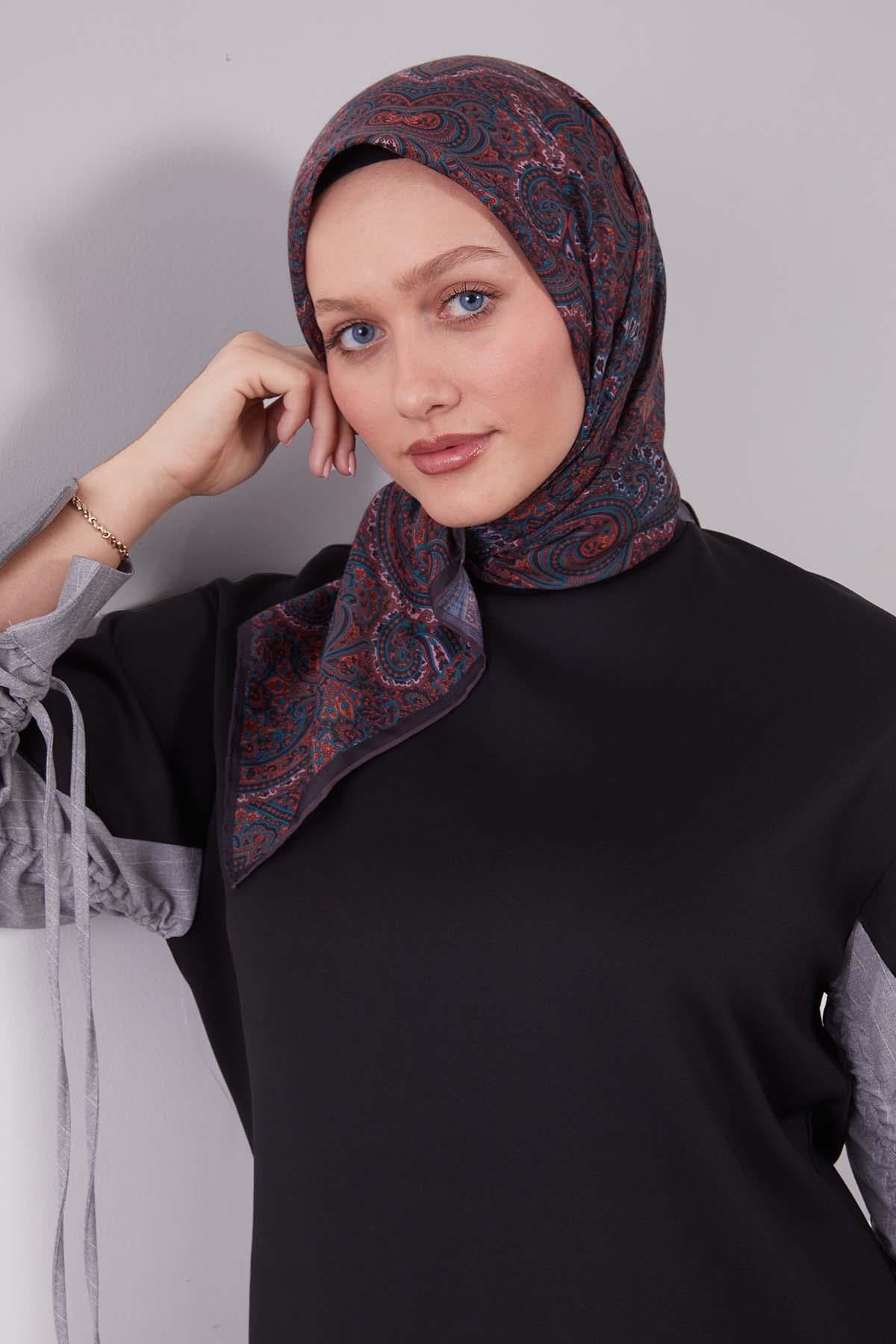 Fivescarf Turuncu Etnik Desen Silk Cotton Eşarp