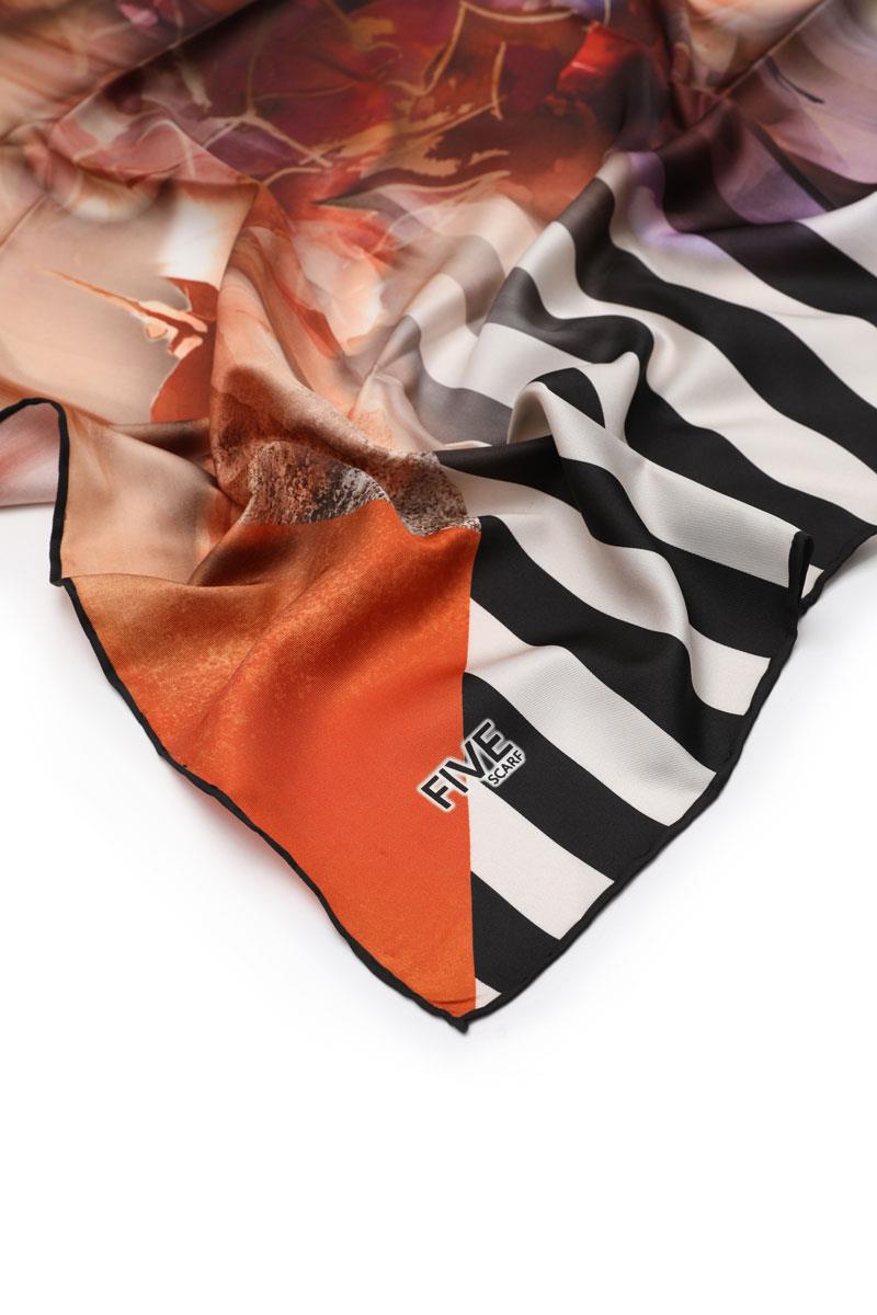 Fivescarf Turuncu Twill Digital Eşarp