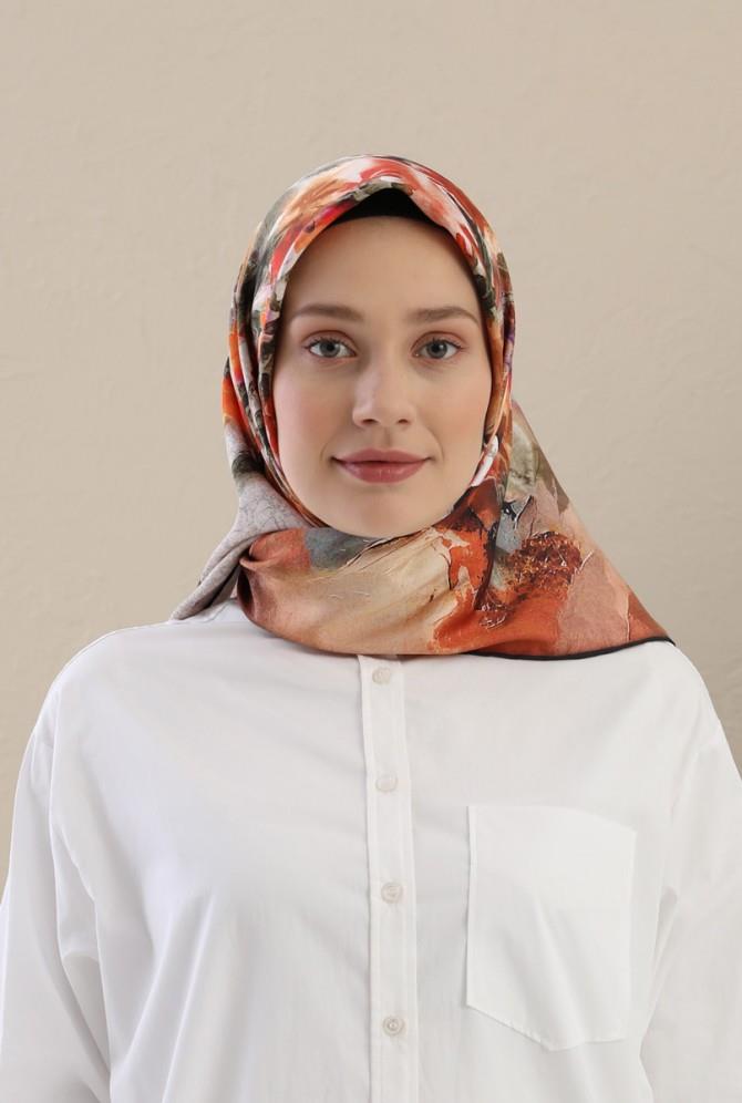 Fivescarf Turuncu Twill Digital Eşarp