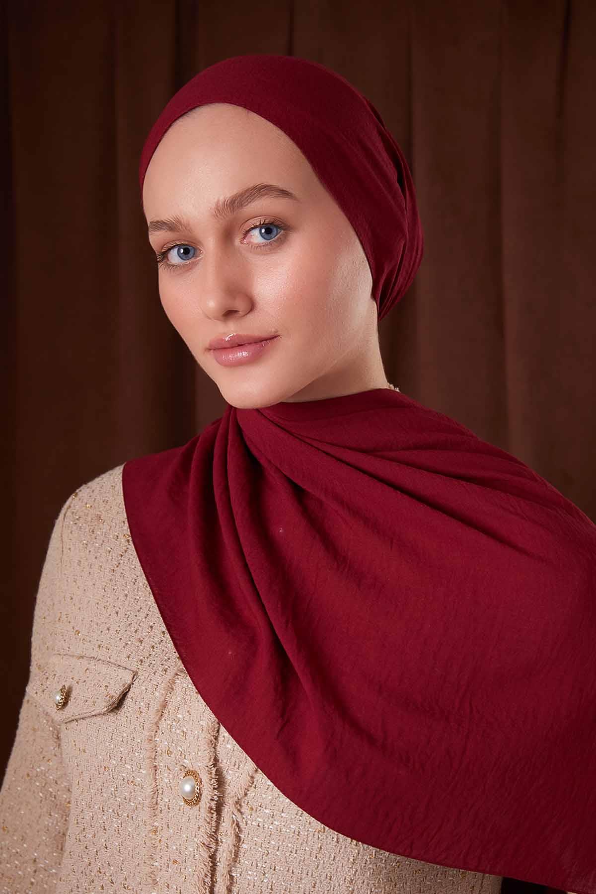 Fivescarf Vişne Düz Luna Cotton Şal