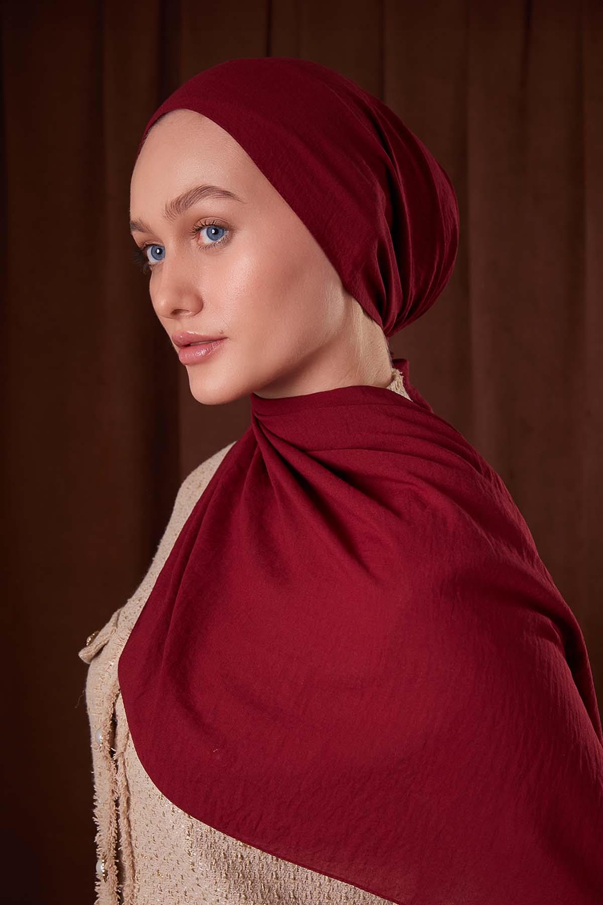 Fivescarf Vişne Düz Luna Cotton Şal