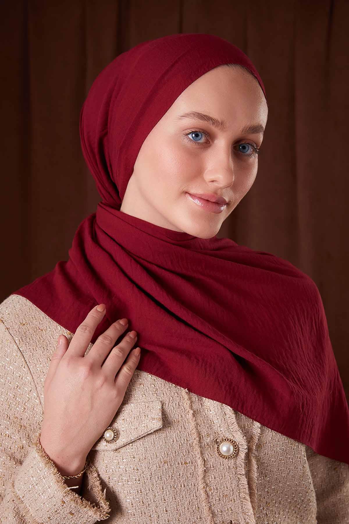 Fivescarf Vişne Düz Luna Cotton Şal