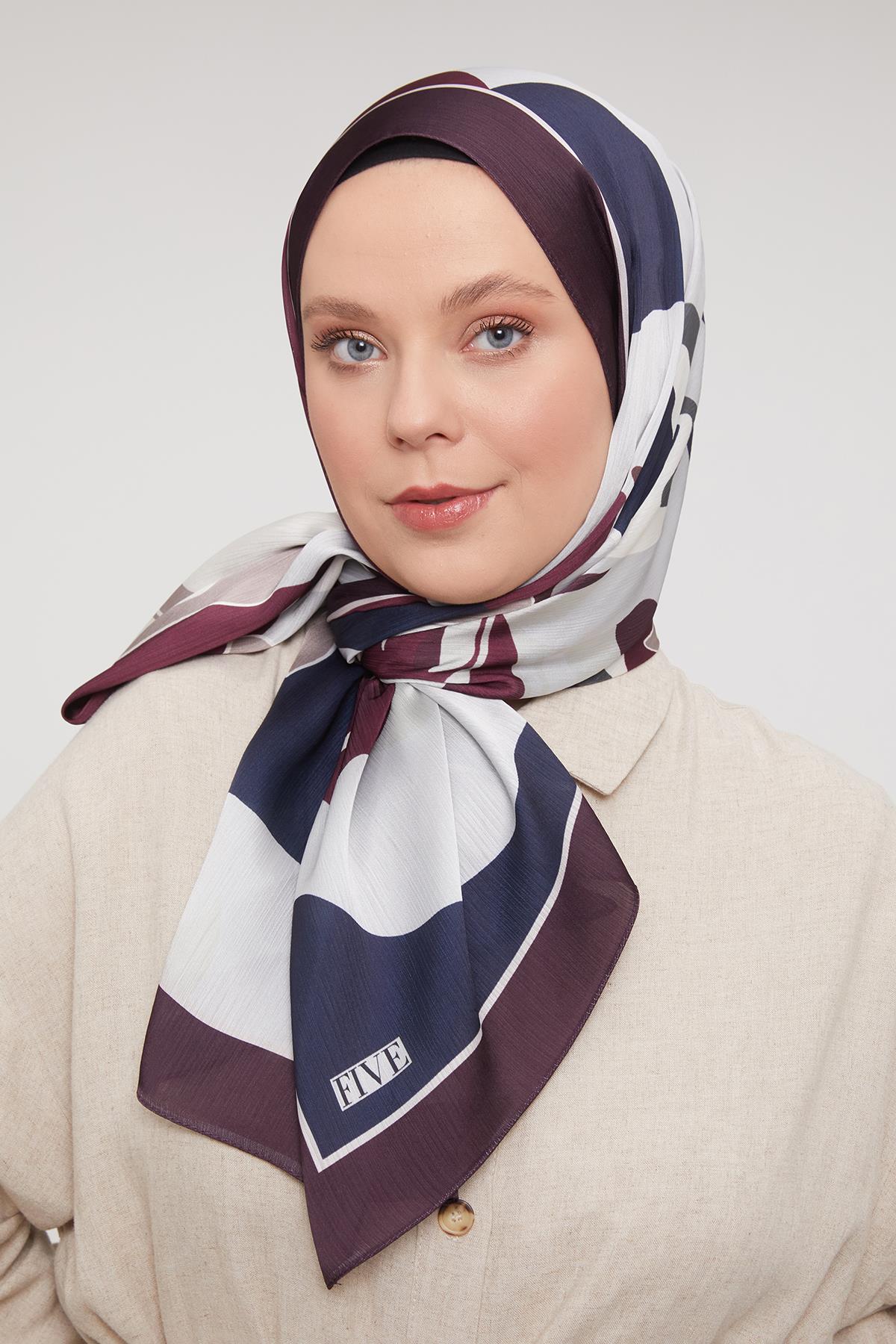 Fivescarf Vişne Soyut Çiçek Desen Brand Şal