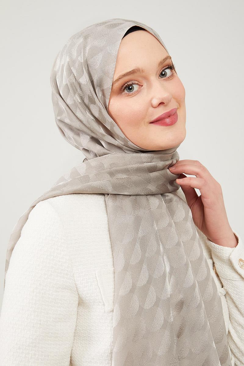Fivescarf Vizon Ay Desen Jakarlı Elegance Şal