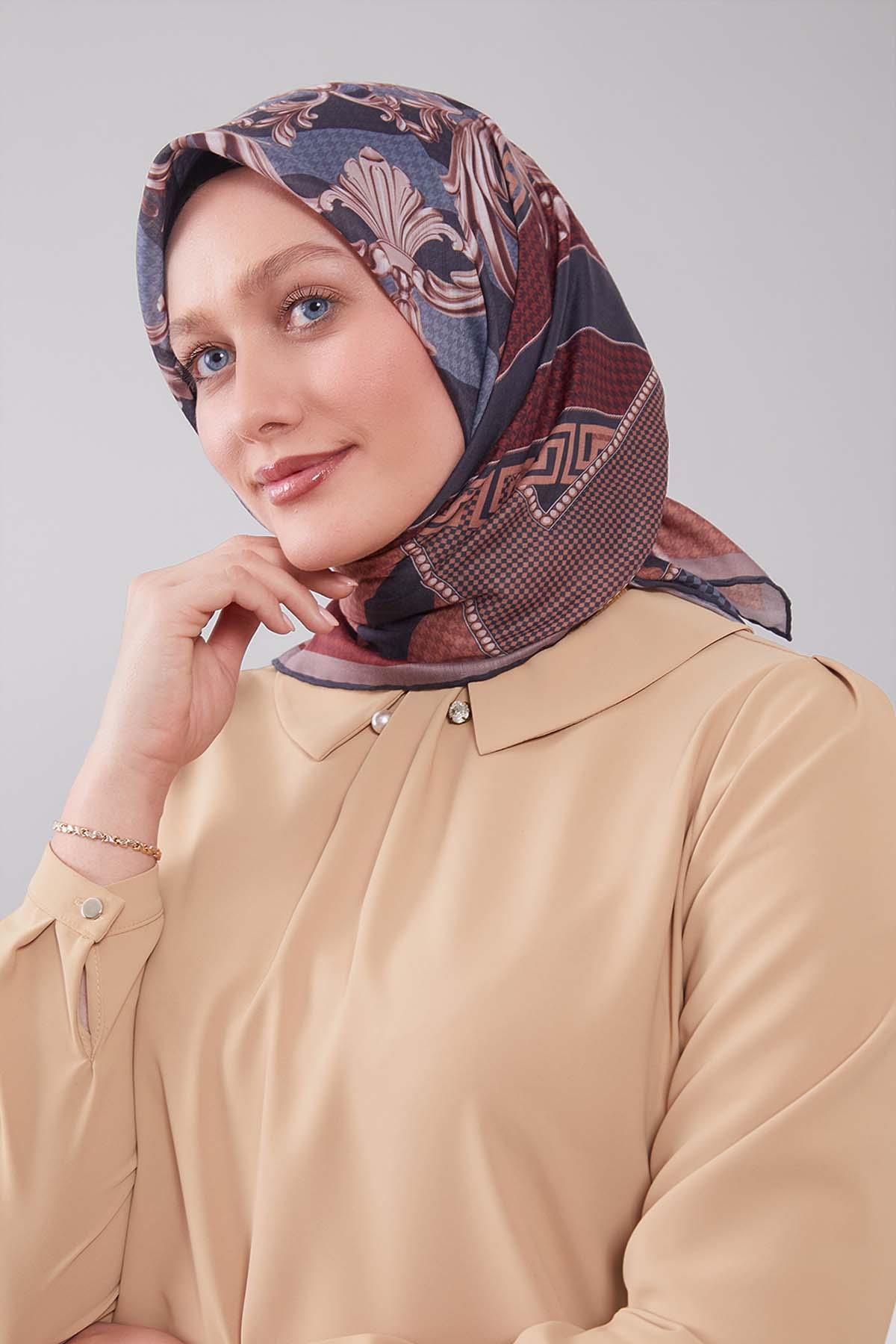 Fivescarf Vizon Boncuk Desen Silk Coton Eşarp