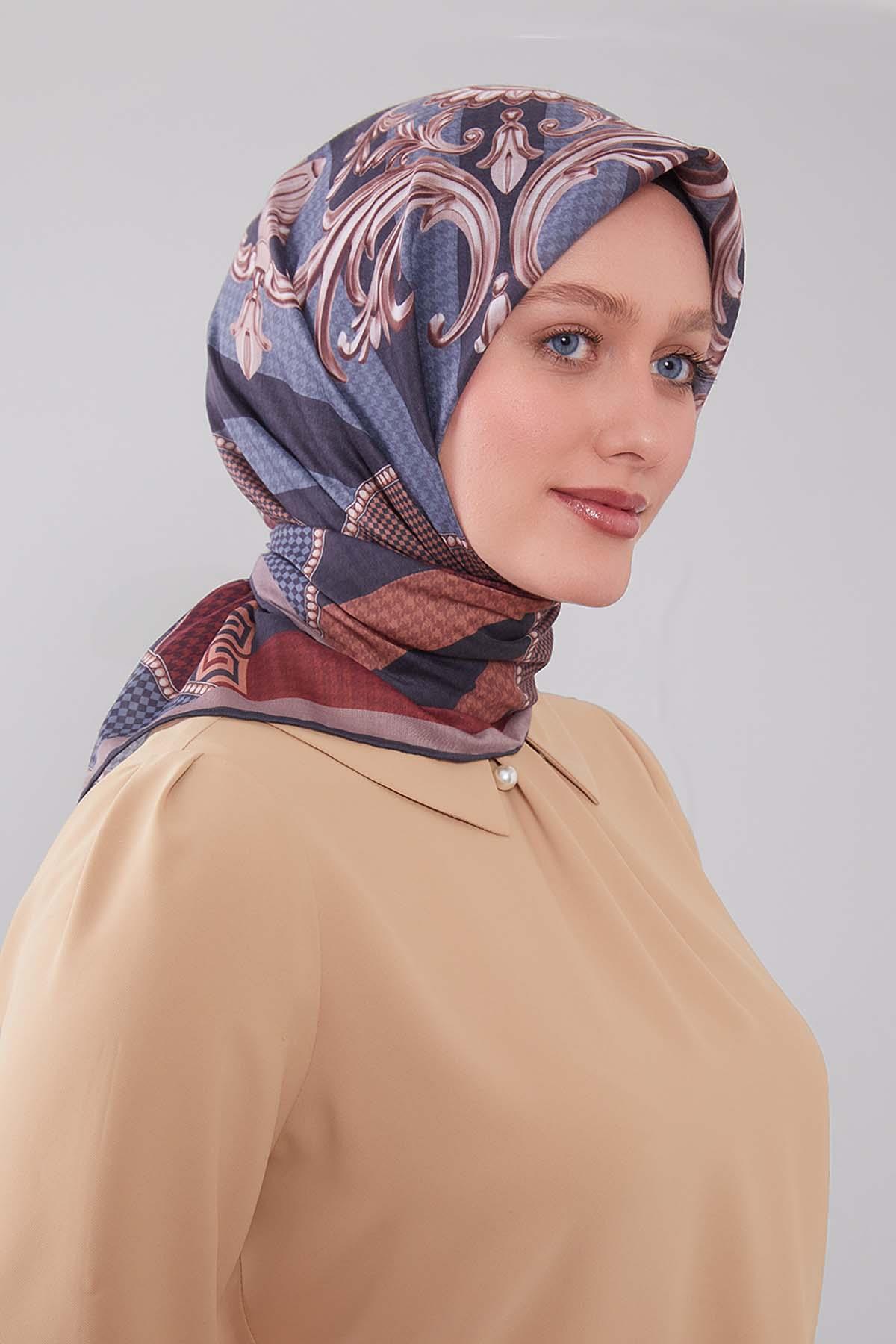 Fivescarf Vizon Boncuk Desen Silk Coton Eşarp