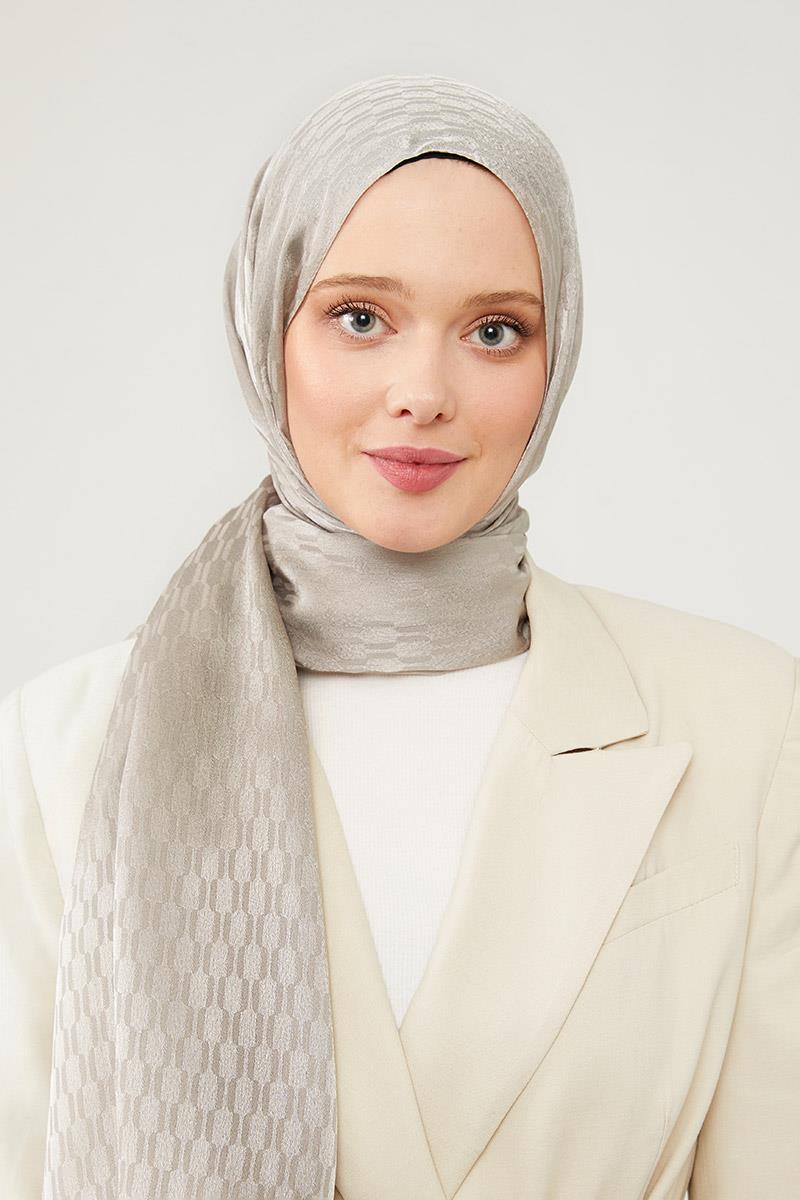 Fivescarf Vizon Burgu Desen Jakarlı Elegance Şal