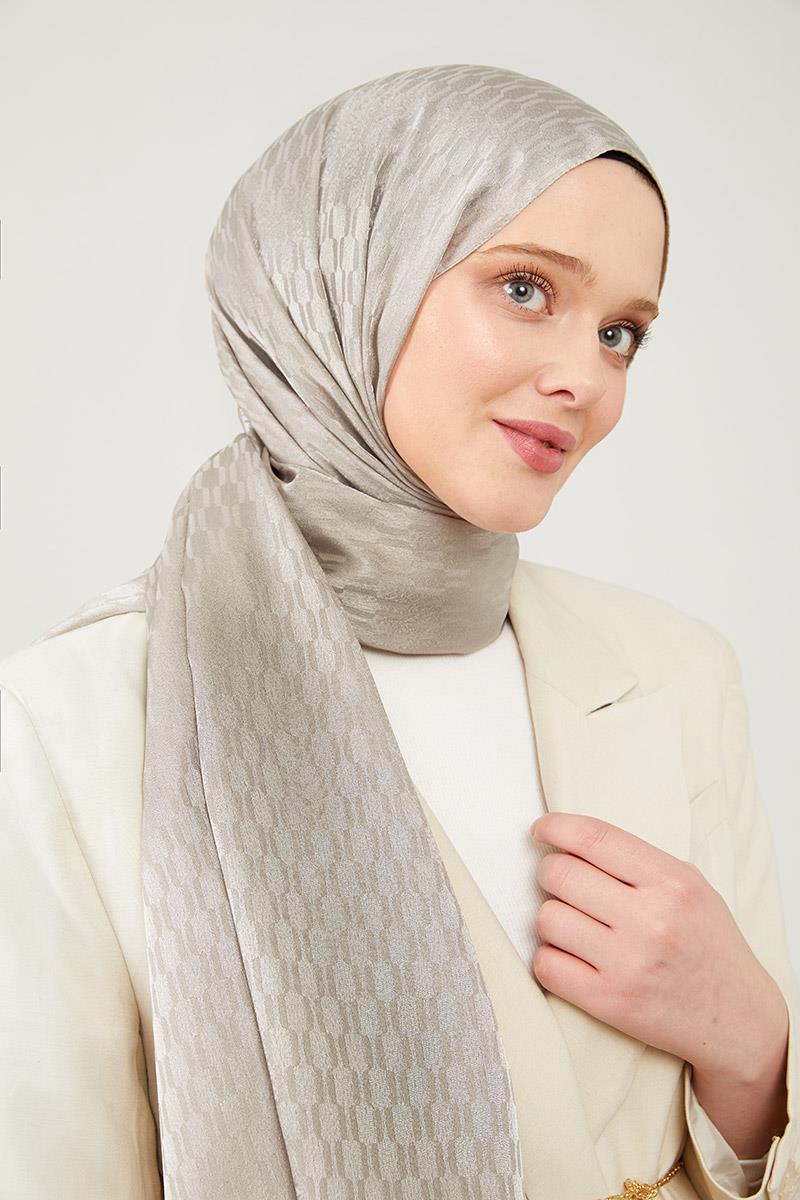 Fivescarf Vizon Burgu Desen Jakarlı Elegance Şal