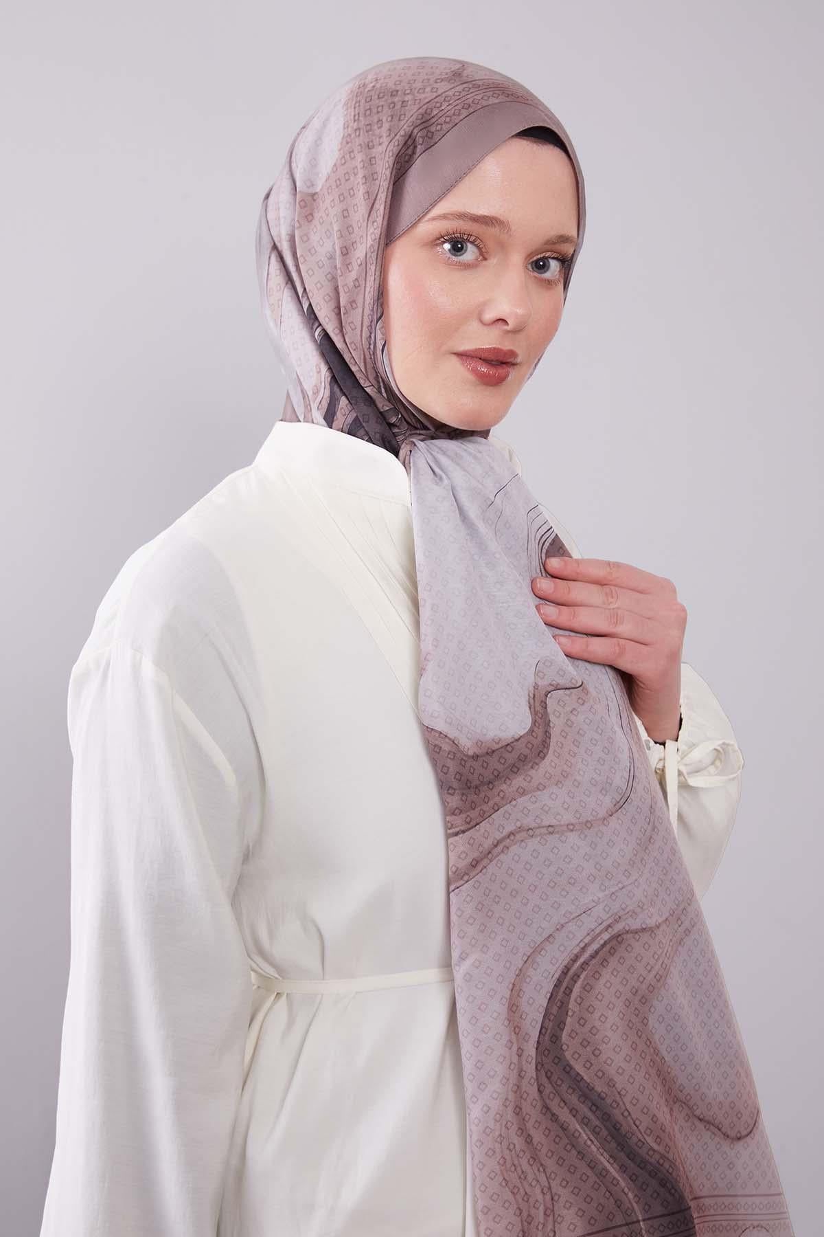 Fivescarf Vizon Dalgalı Desenli Colver Şal