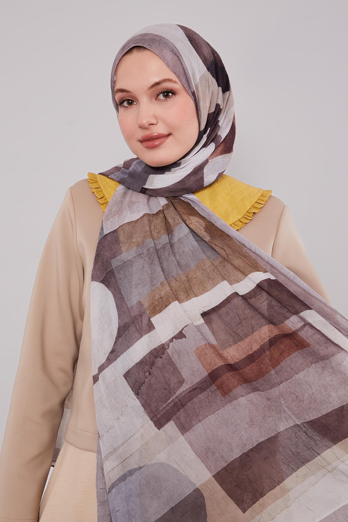 Fivescarf Vizon Geometrik Desen Craze Comfort Şal