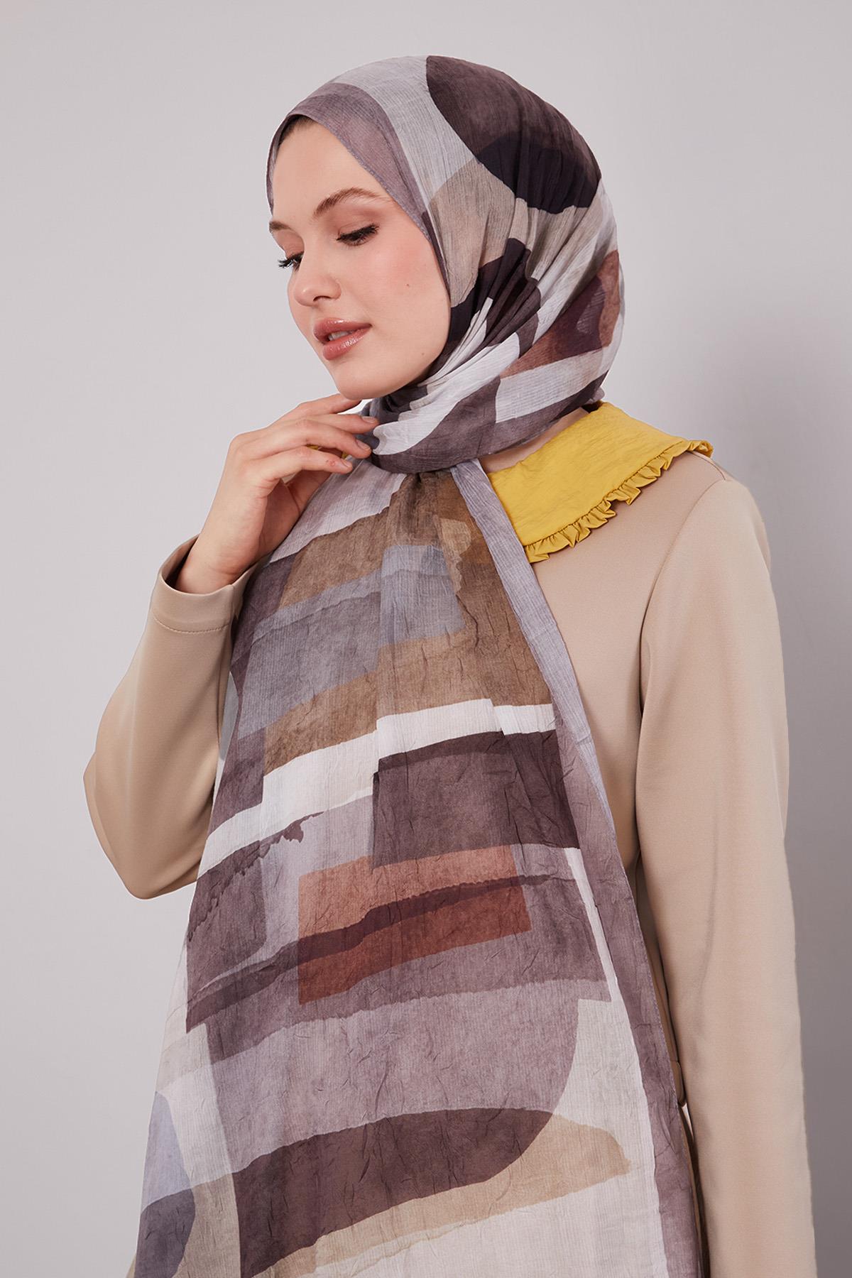 Fivescarf Vizon Geometrik Desen Craze Comfort Şal