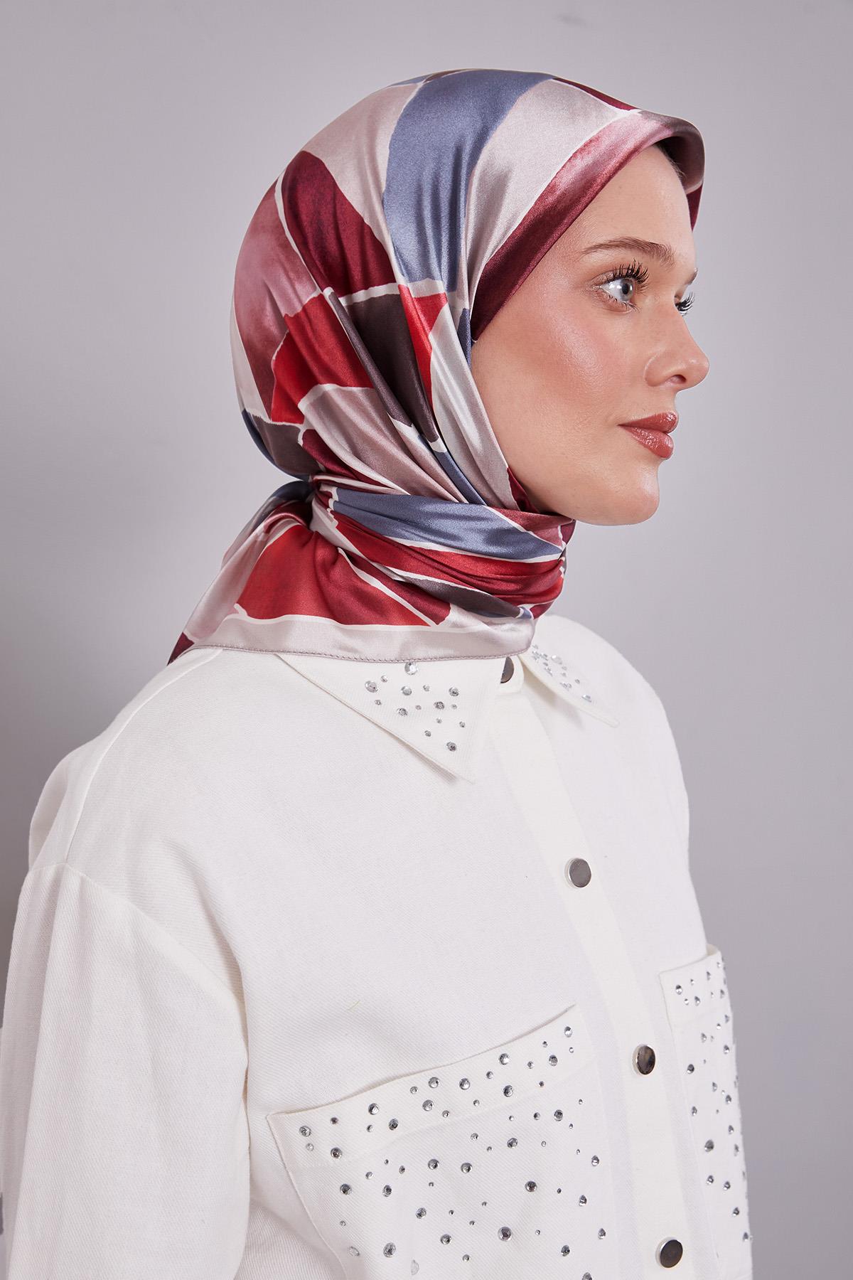 Fivescarf Vizon Geometrik Desen Kristal Eşarp