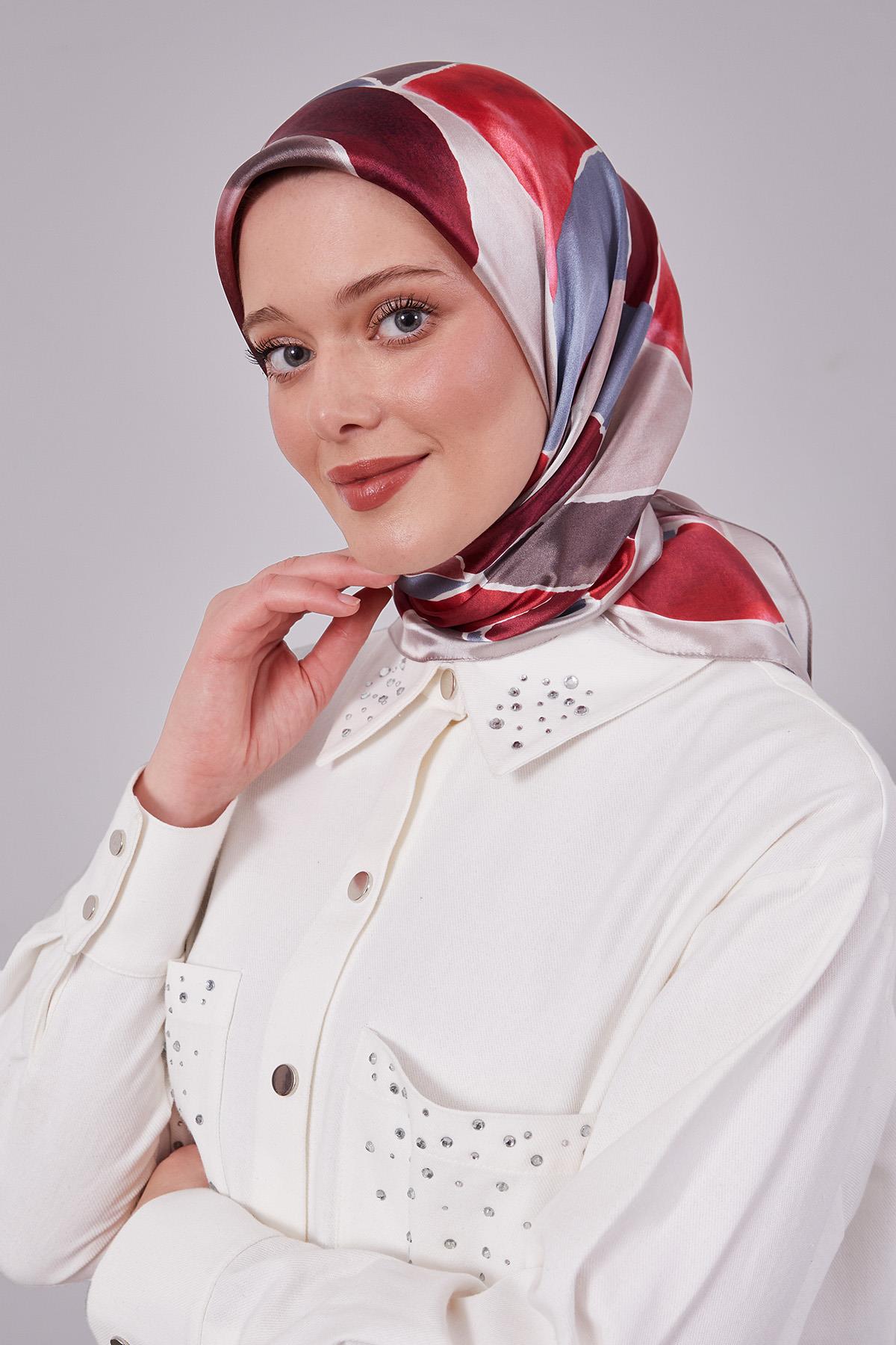 Fivescarf Vizon Geometrik Desen Kristal Eşarp