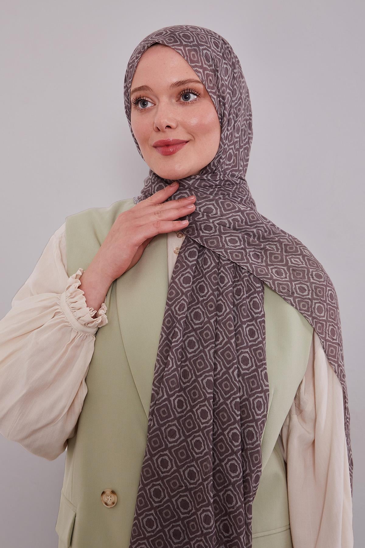 Fivescarf Vizon Karo Desenli Craze Comfort Şal