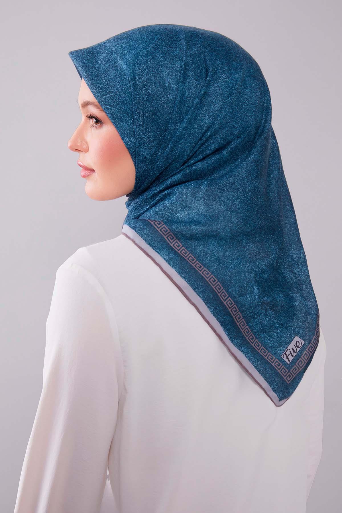 Fivescarf Vizon Kenar Motifli Silk Cotton Eşarp