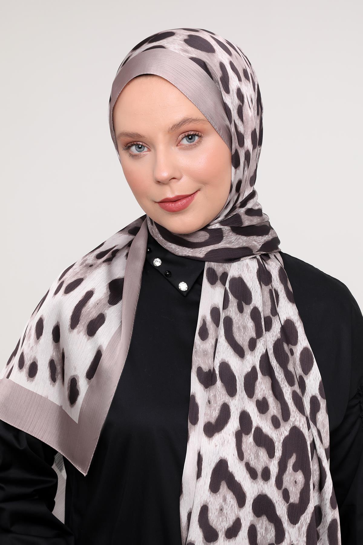 Fivescarf Vizon Leopar Desen Brand Şal