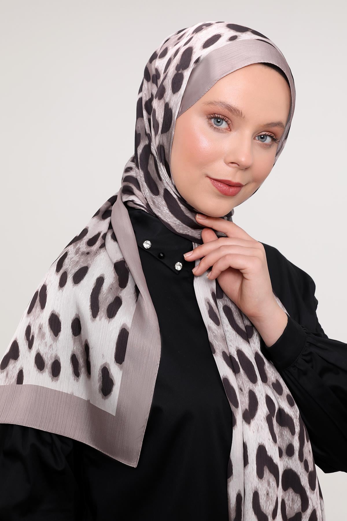 Fivescarf Vizon Leopar Desen Brand Şal