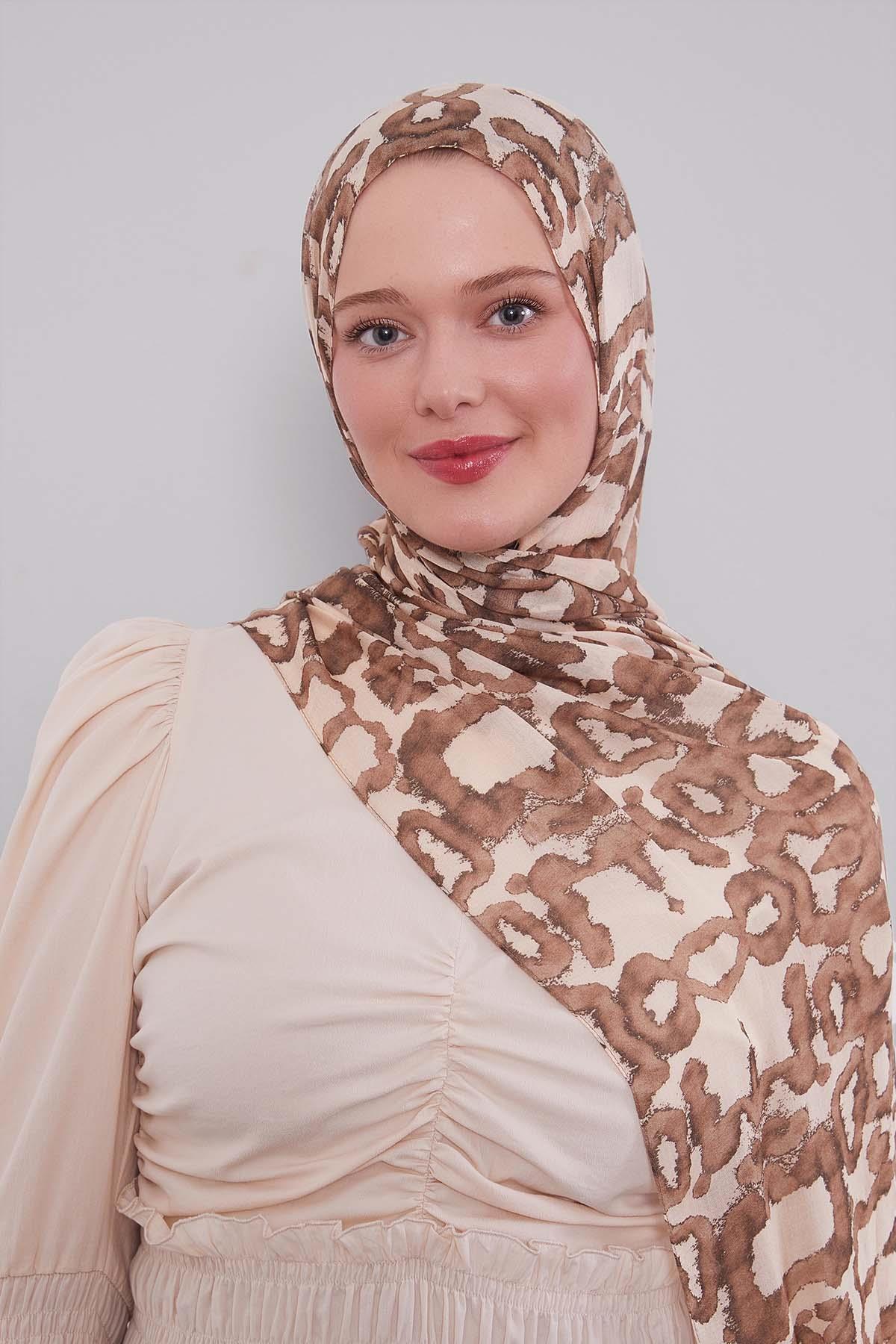 Fivescarf Vizon Leopar Desen Vivian Şal