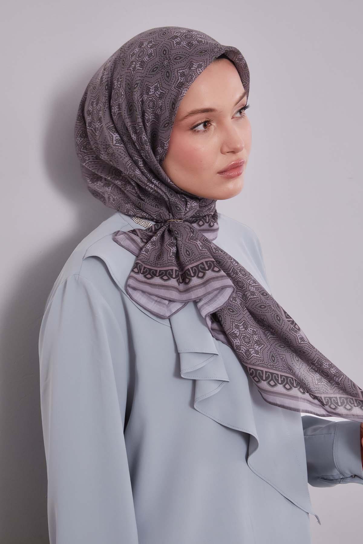 Fivescarf Vizon Motif Desen Silk Coton Eşarp