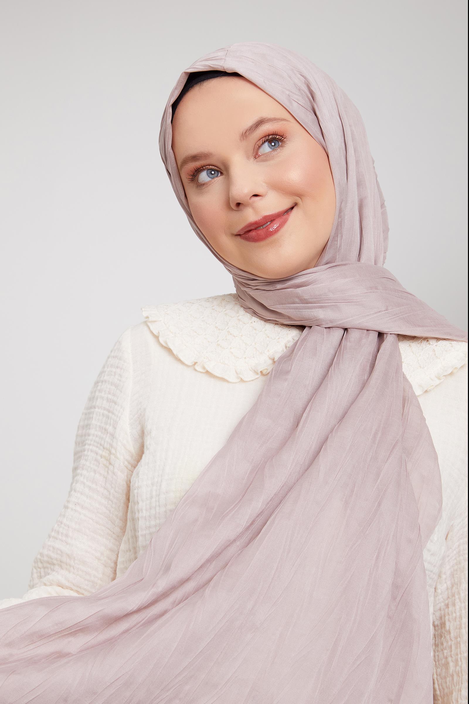 Fivescarf Vizon Pliseli Pamuklu Şal