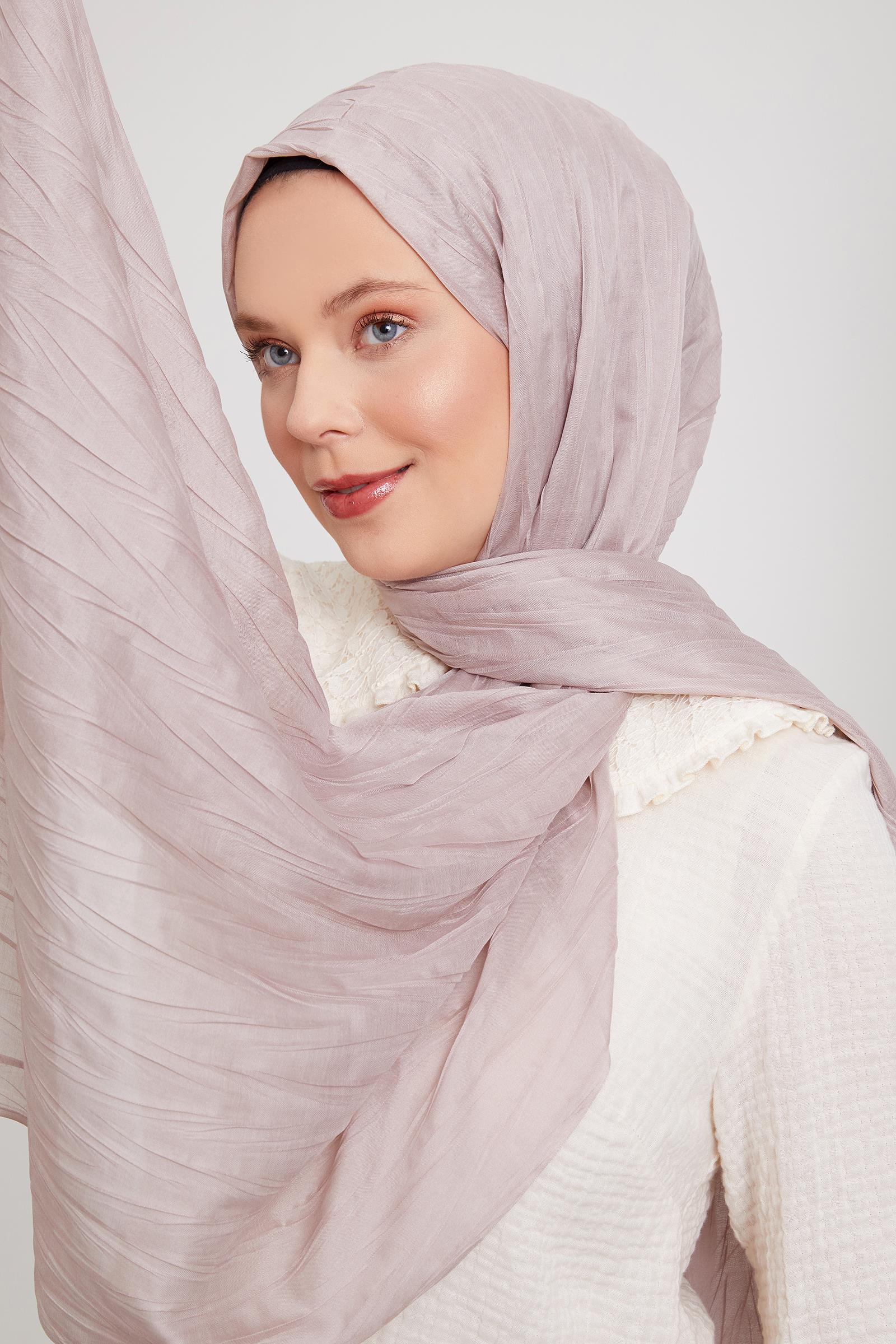 Fivescarf Vizon Pliseli Pamuklu Şal