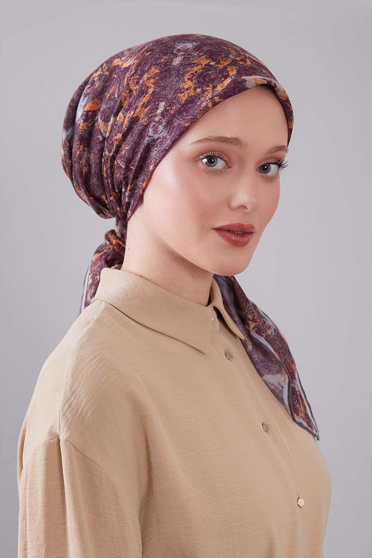 Fivescarf Vizon Retro Çiçek Desen Silk Coton Eşarp