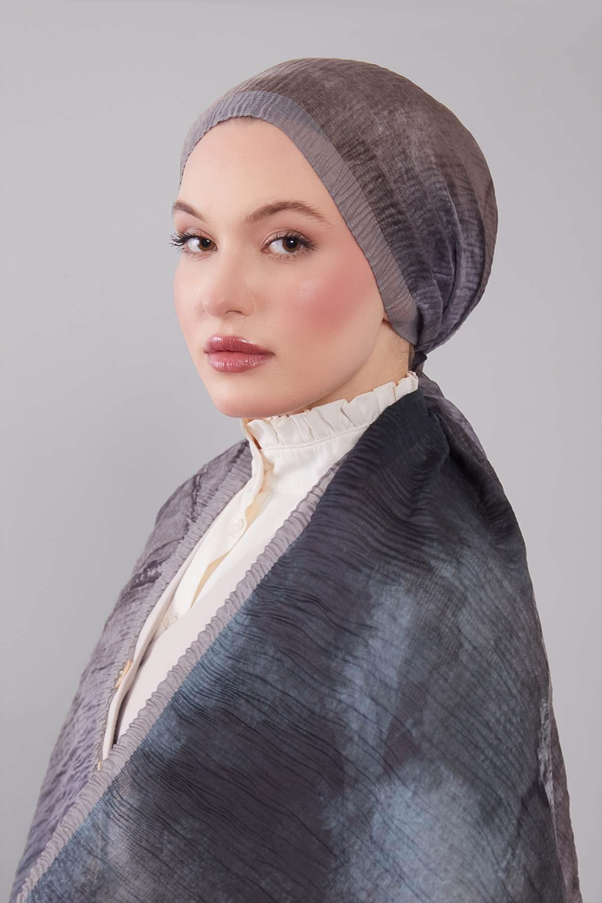 Fivescarf Yağ Yeşili Geçişli Müslin Cotton Şal