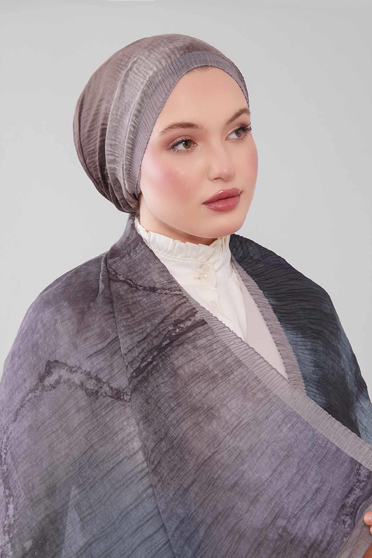 Fivescarf Yağ Yeşili Geçişli Müslin Cotton Şal
