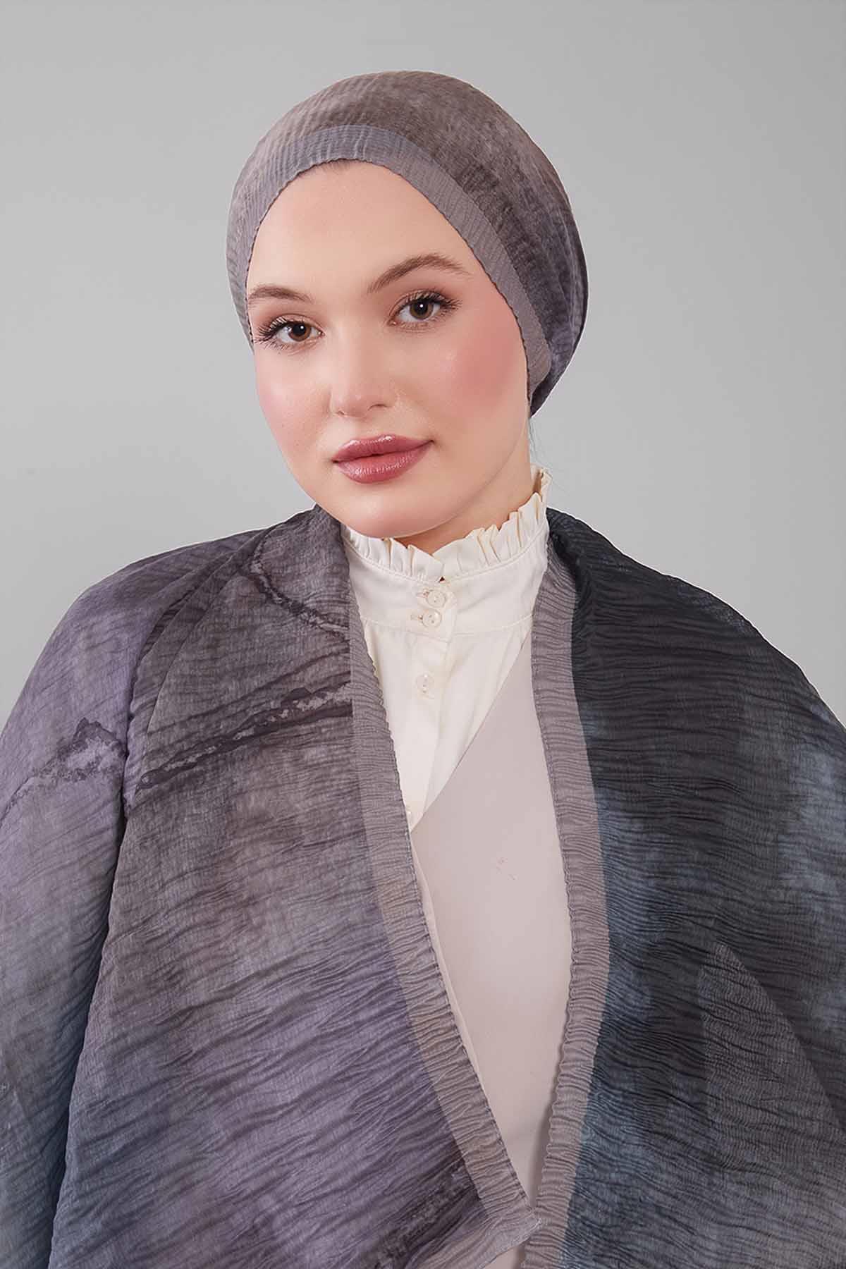 Fivescarf Yağ Yeşili Geçişli Müslin Cotton Şal