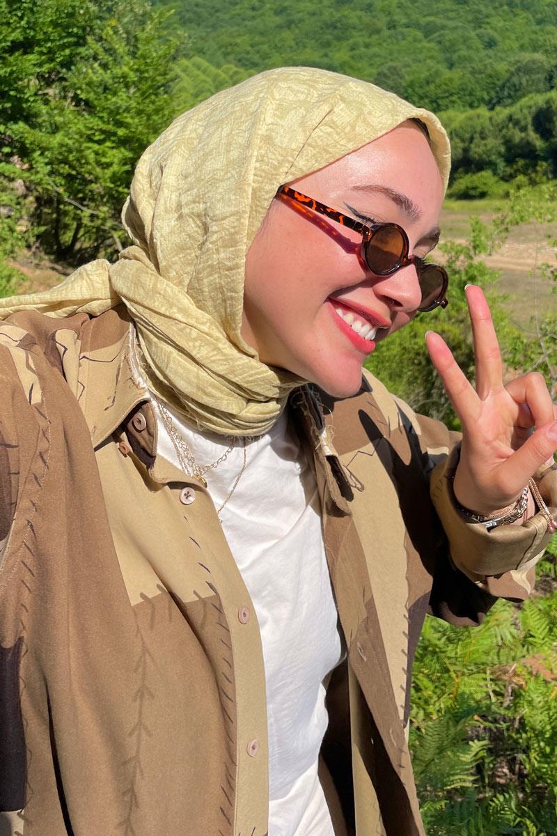 Fivescarf Yağ Yeşili Ortanca Comfort Line Şal