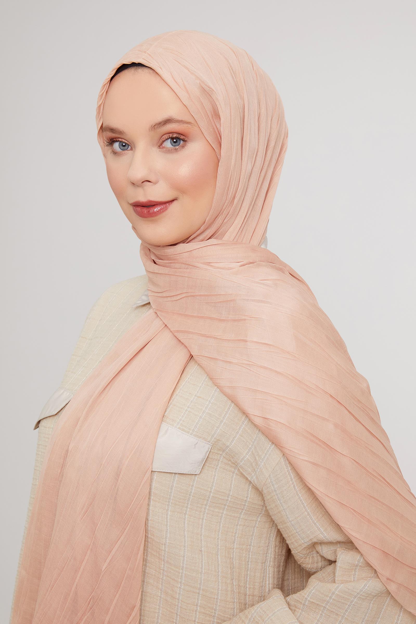 Fivescarf Yavruağzı Pliseli Pamuklu Şal