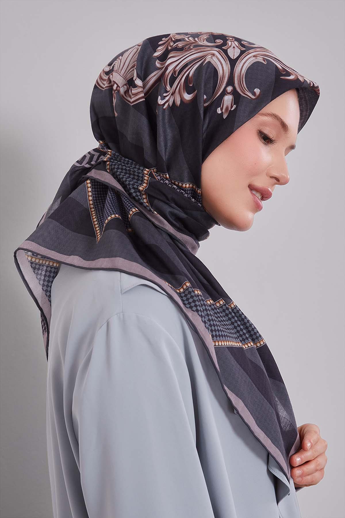 Fivescarf Yeşil Boncuk Desen Silk Coton Eşarp