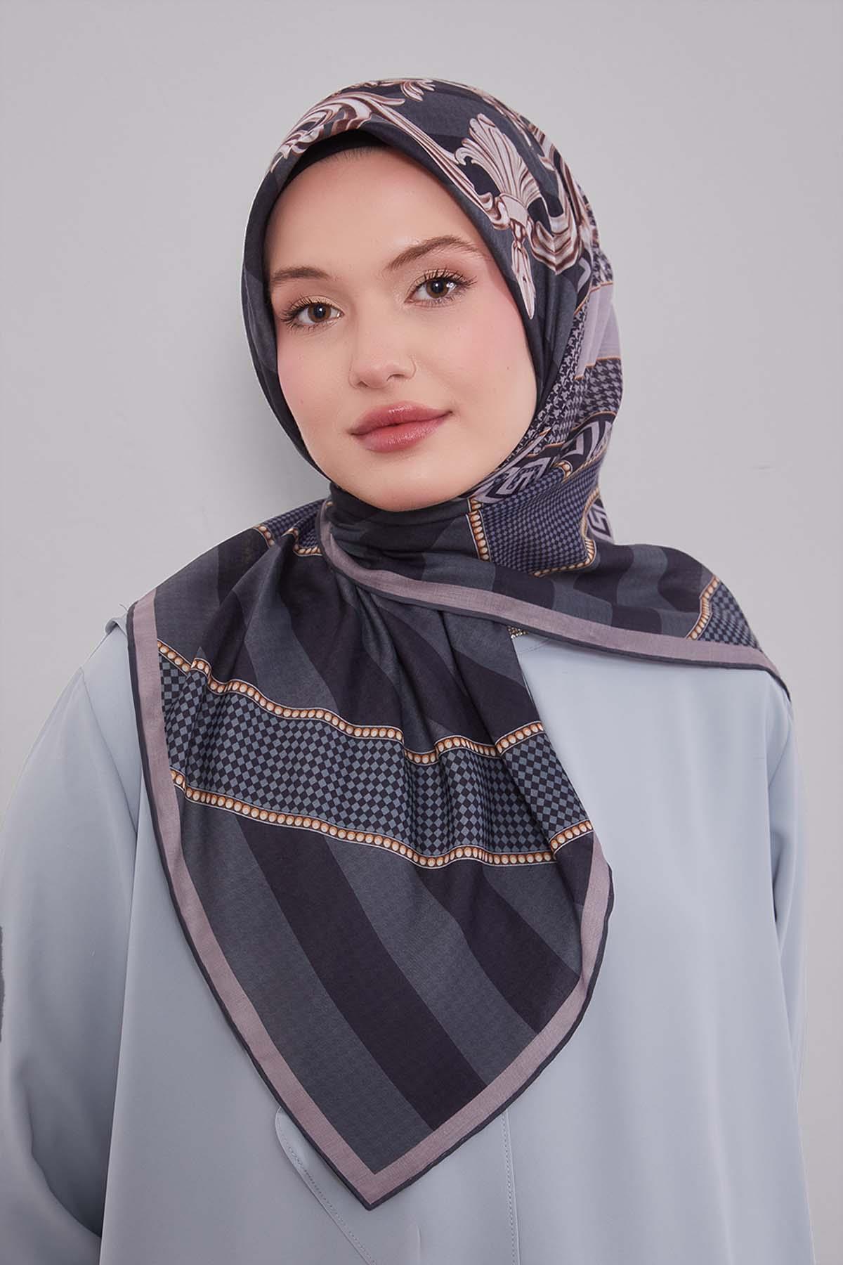 Fivescarf Yeşil Boncuk Desen Silk Coton Eşarp