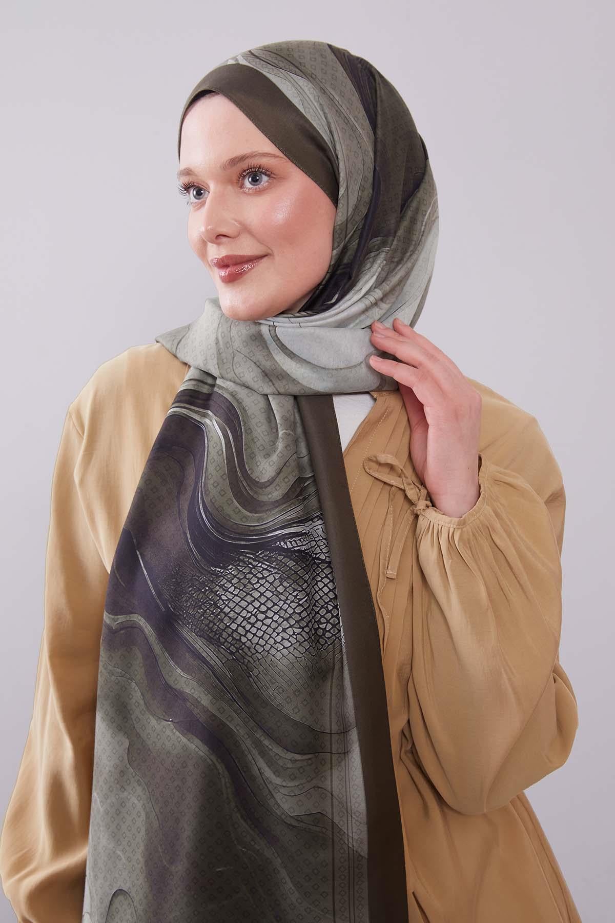 Fivescarf Yeşil Dalgalı Desenli Colver Şal