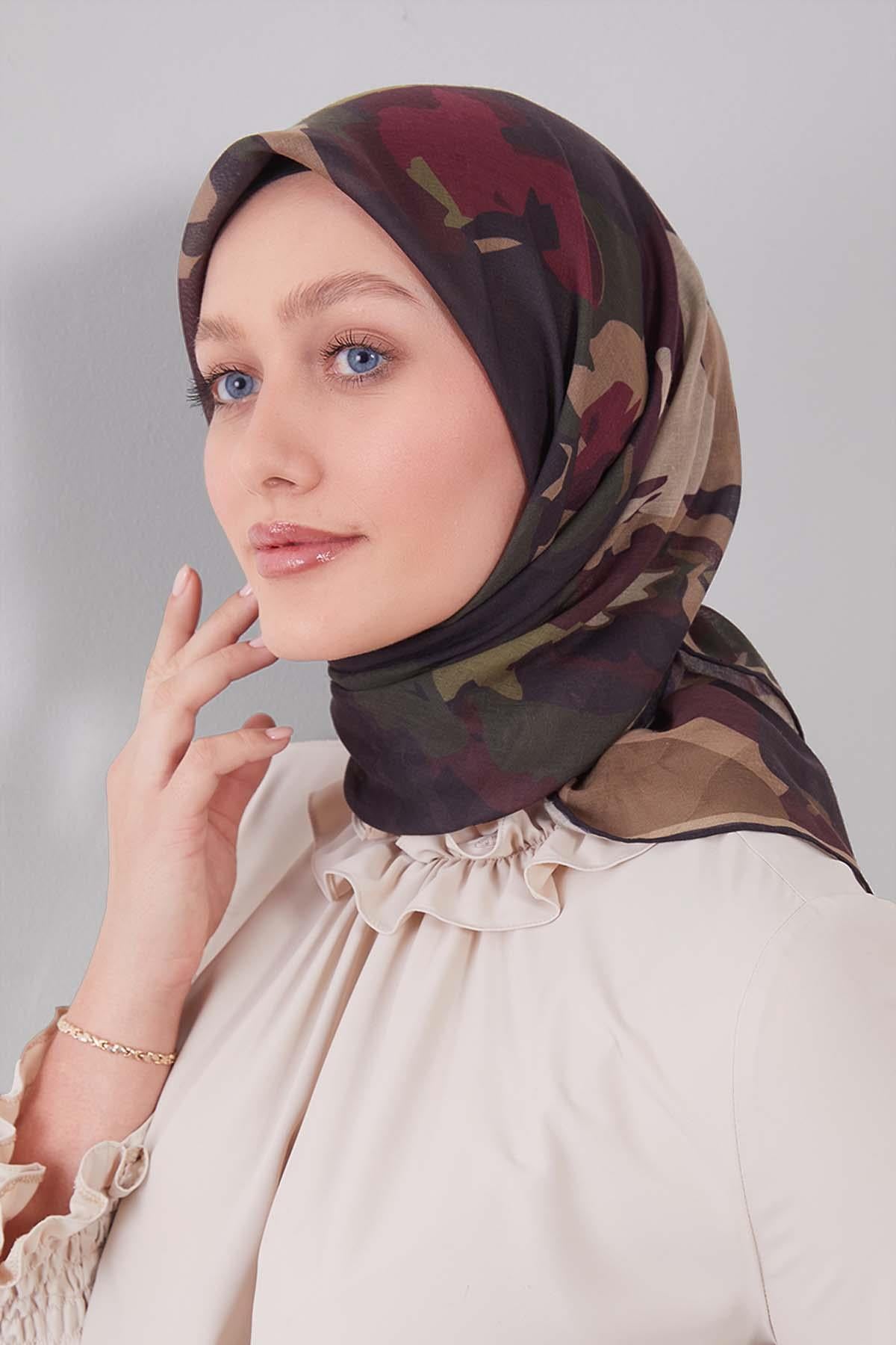 Fivescarf Yeşil Karışık Desen Silk Coton Eşarp