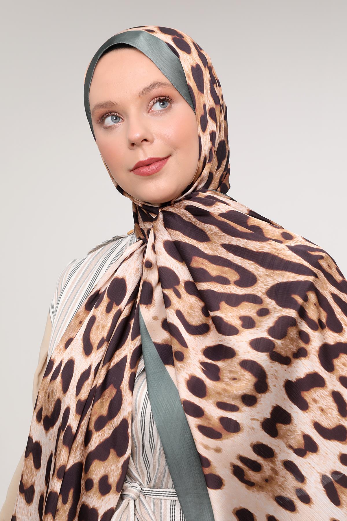 Fivescarf Yeşil Leopar Desen Brand Şal